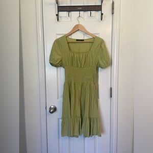 Hesperus Lime Green Square neck cinch waist dress - Size L